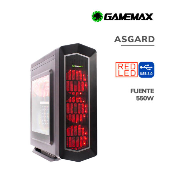 CASE GAMER GAMEMAX ASGARD RED 4XLED RED C/FUENTE GE550