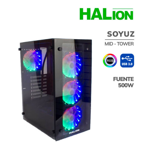 CASE HALION SOYUZ 500W ( SOYUZ ) PANEL VIDRIO | LED-RGB