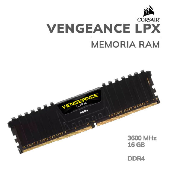 MEMORIA RAM CORSAIR VENGEANCE LPX 16GB DDR4 3600MHZ BLACK (CMK16GX4M1Z3600C18)