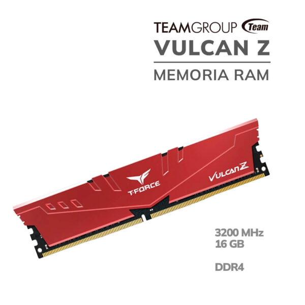 MEMORIA RAM TEAMGROUP T-FORCE VULCAN Z 16GB DDR4 RED 3200MHZ (TLZRD416G3200HC16FBK)