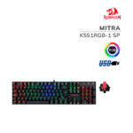 TECLADO GAMER REDRAGON MITRA (K551RGB-1 SP) LED RGB | USB | SWITCH RED | BLACK