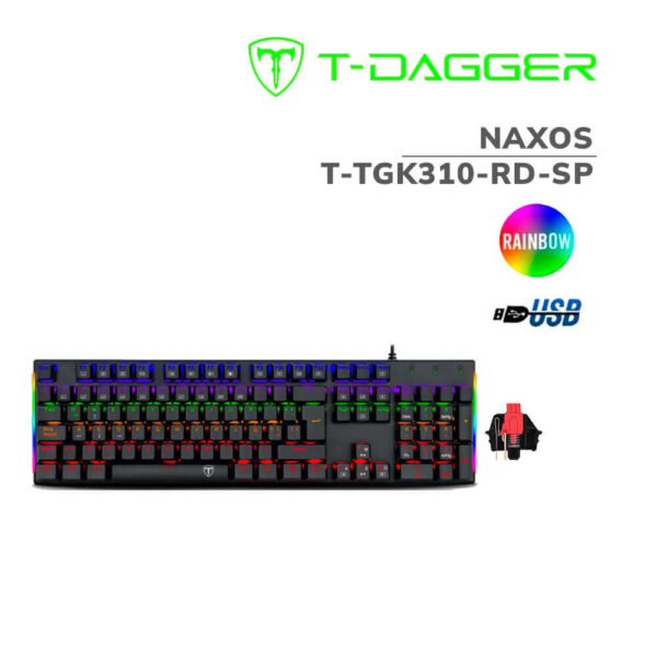 TECLADO T-DAGGER NAXOS RAINBOW T-TGK310-RD-SP SPANISH SWITCH RED