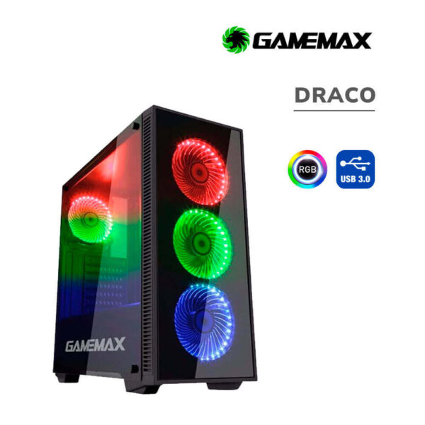 CASE GAMEMAX DRACO 4 X RGB VIDRIO TEMPLADO SIN FUENTE