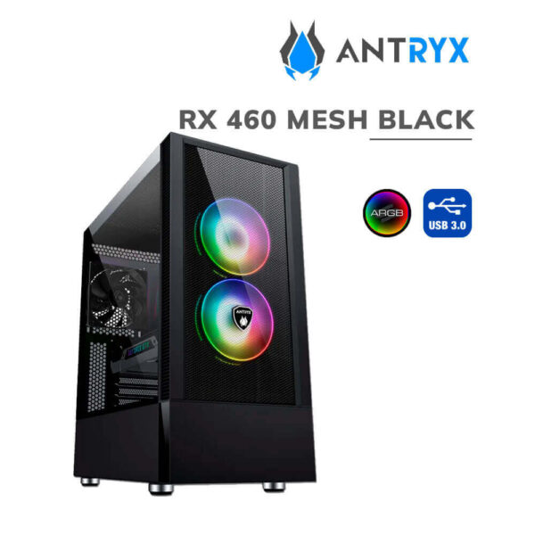 CASE ANTRYX RX 460 MESH BLACK ( AC-RX460MK ) SIN FUENTE | VIDRIO