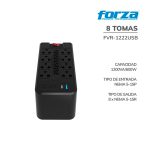 ESTABILIZADOR FORZA 8 TOMAS ( FVR-1222USB ) 1200VA/600W | 2 USB