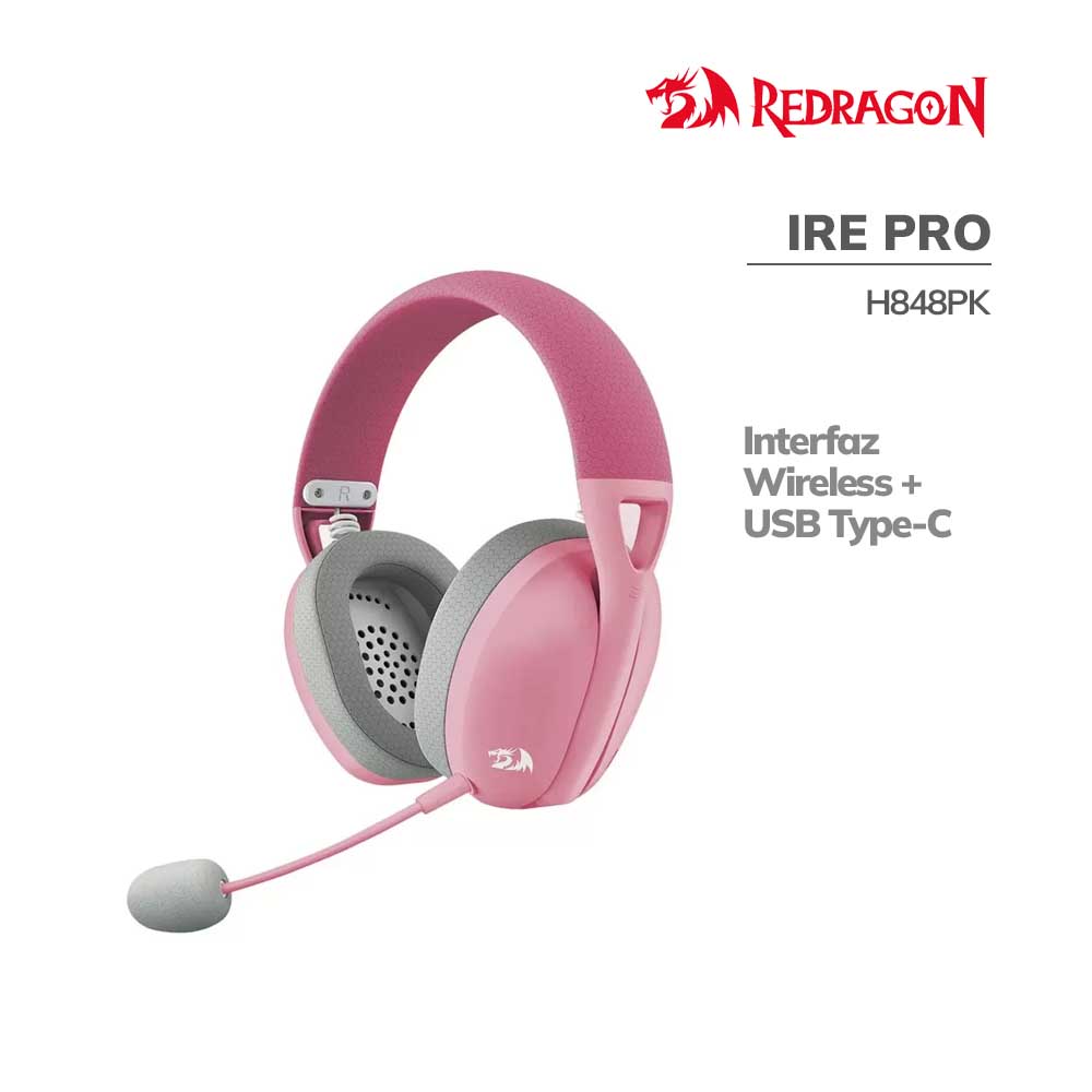 audifono-gamer-redragon-ire-pro-h848pk-wireless-ultra-light-usb-type-c-pink