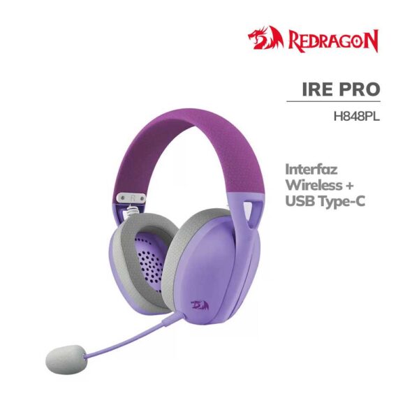 audifono-gamer-redragon-ire-pro-h848pl-wireless-ultra-light-usb-type-c-purple