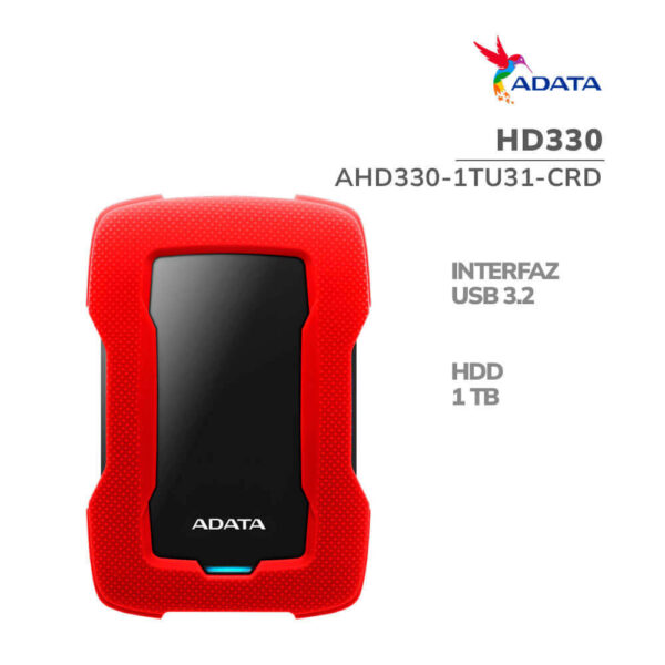 DISCO DURO EXTERNO ADATA HD330 USB 1TB RED ()