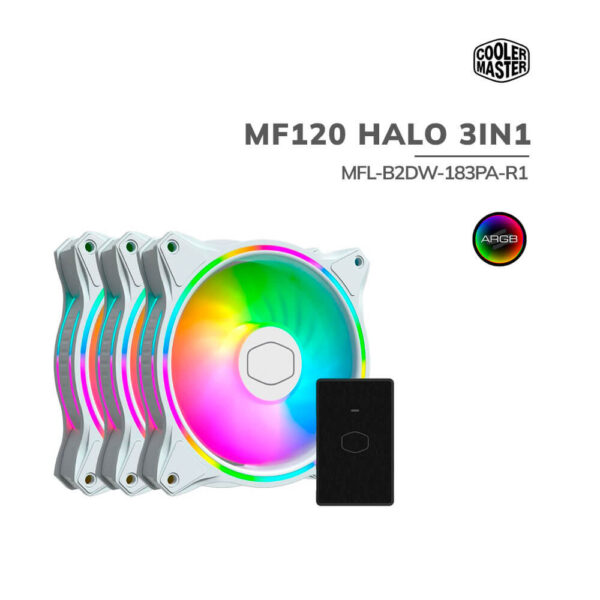 COOLER CASE 120MM COOLER MASTER MF120 HALO 3IN1 + CONTROL WHITE (MFL-B2DW-183PA-R1)