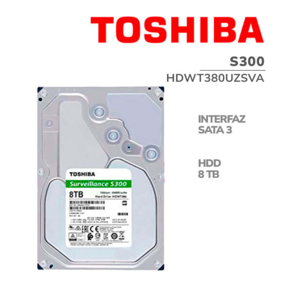 DISCO DURO TOSHIBA S300 8TB 3.5 256MB VIGILANCIA (HDWT380UZSVA)