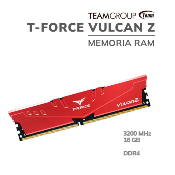 MEMORIA RAM TEAMGROUP 16GB/3200MHZ DDR4 T-FORCE VULCAN Z ( TLZRD416G3200HC16F01 ) | ROJO