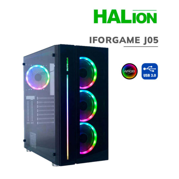 CASE HALION GAMER IFORGAME J05 S/FUENTE 4FAN RGB 2 USB2.0 1 USB3.0