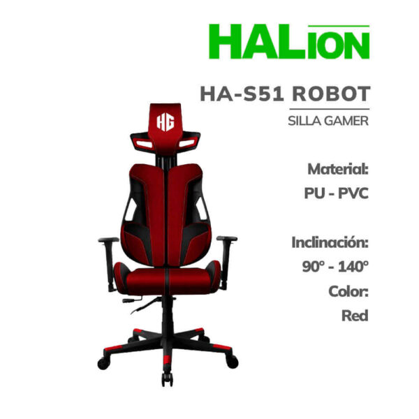 SILLA GAMER HALION HA-S51 ROBOT RED