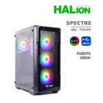 CASE GAMER HALION SPECTRE 550W BLACK 4X12 ARGB VIDRIO TEMPLADO