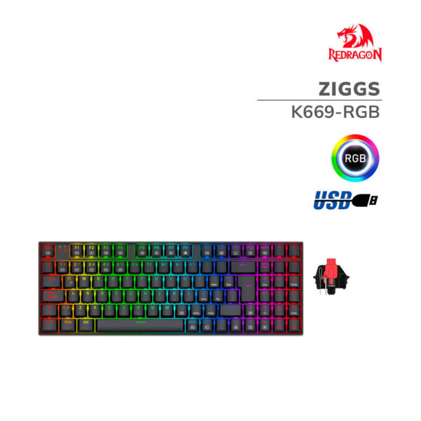 TECLADO GAMER REDRAGON ZIGGS ( K669-RGB ) SWITCH RED | LED-RGB