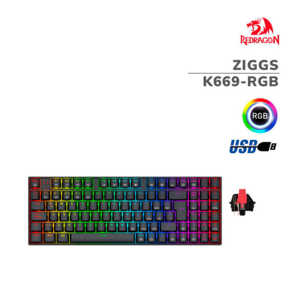 TECLADO GAMER REDRAGON ZIGGS ( K669-RGB ) SWITCH RED | LED-RGB