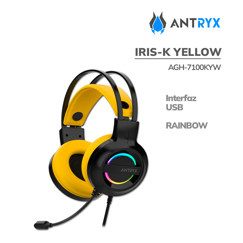 Agh-7100Kyw Audifono Gamer Antryx Iris-K Yellow (Agh-7100Kyw) 7.1 Virtual | LED-Rainbow - Imagen 1