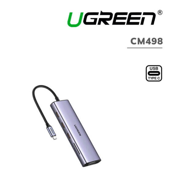 HUB UGREEN CM498 10 EN 1 ( CM498 ) 3 USB 3.0 - RJ45 - HDMI - VGA - USB-C - SD CARD - TF-CARD - 3.5MM