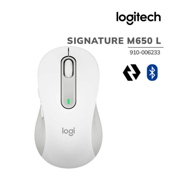 MOUSE LOGITECH SIGNATURE M650 SILENT LARGE WIRELESS/BLUETOOTH WHITE (910-006233)