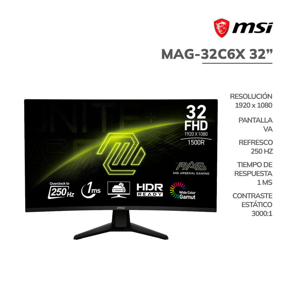 monitor-gamer-msi-32-mag-32c6x-panel-va-curvo-250hz-1ms-dhmi-dp-pc-speed MONITOR GAMER MSI 32" ( MAG-32C6X ) PANEL VA CURVO | 250HZ - 1MS | HDMI - DP