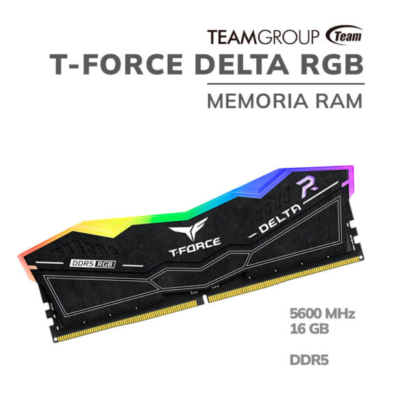 MEMORIA RAM TEAMGROUP 16GB/5600MHZ T-FORCE DELTA RGB ( FF3D516G5600HC36B01 ) BLACK | LED-RGB
