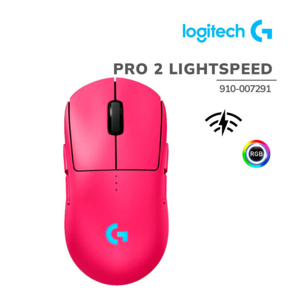 MOUSE GAMER LOGITECH G PRO 2 LIGHTSPEED (910-007291) WIRELESS | MAGENTA | HERO 2 - 44K DPI | LED-RGB