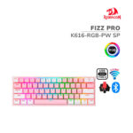 TECLADO GAMER REDRAGON FIZZ PRO ( K616-RGB-PW SP ) USB - WIRELESS | SWITCH RED | PINK/WHITE | LED RGB