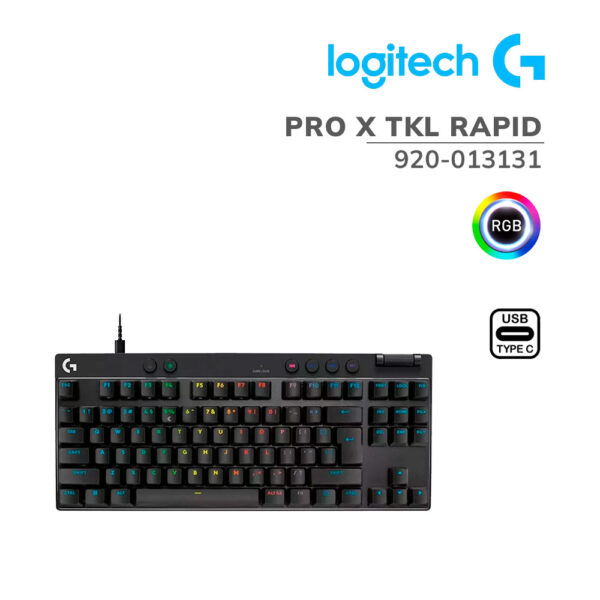 Teclado Logitech Pro X TKL Rapid Análogo / Wired USB-C / Lightsync RGB / Keycontrol Black