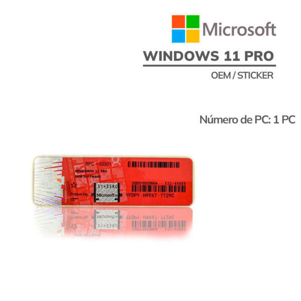 Licencia Microsoft Windows 11 Pro 64 Bits OEM / Sticker