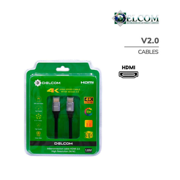 CABLE HDMI DELCOM V2.0 - 1.8 MTS