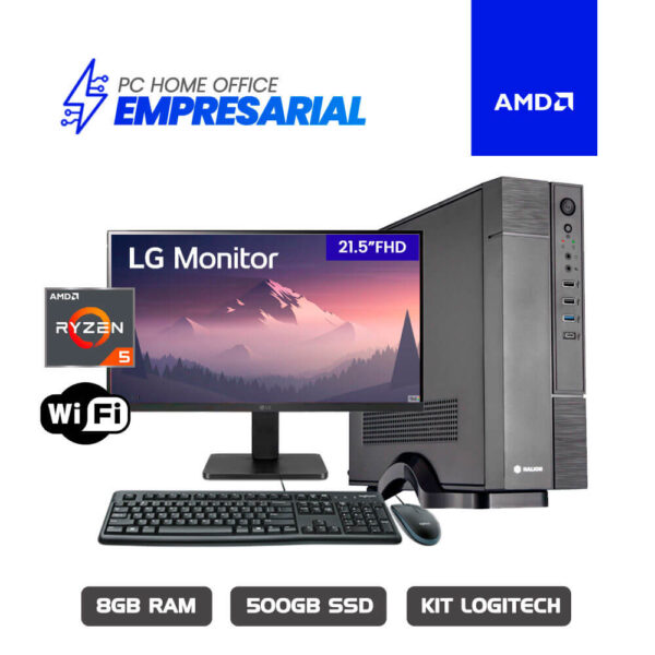 COMPUTADORA EMPRESARIAL AMD RYZEN 5 5600GT A520M 8GB 500GB SSD 21.5" FHD