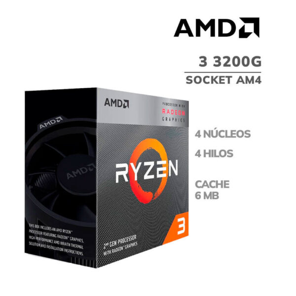 COMPUTADORA RENDIMIENTO AMD RYZEN 3 3200G A520M 8GB 500GB SSD 21.5" FHD