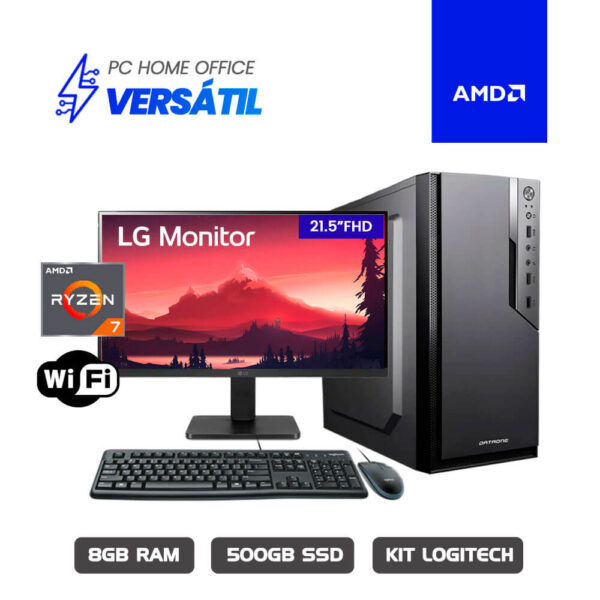 COMPUTADORA VERSATIL AMD RYZEN 7 5700G A520M 8GB 500GB SSD 21.5" FHD