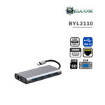 HUB USB-C DELCOM 11 EN 1 ( BYL2110 ) USB-C - 4 USB 3.0 - RJ45 - VGA - HDMI - TF+SD - AUDIO