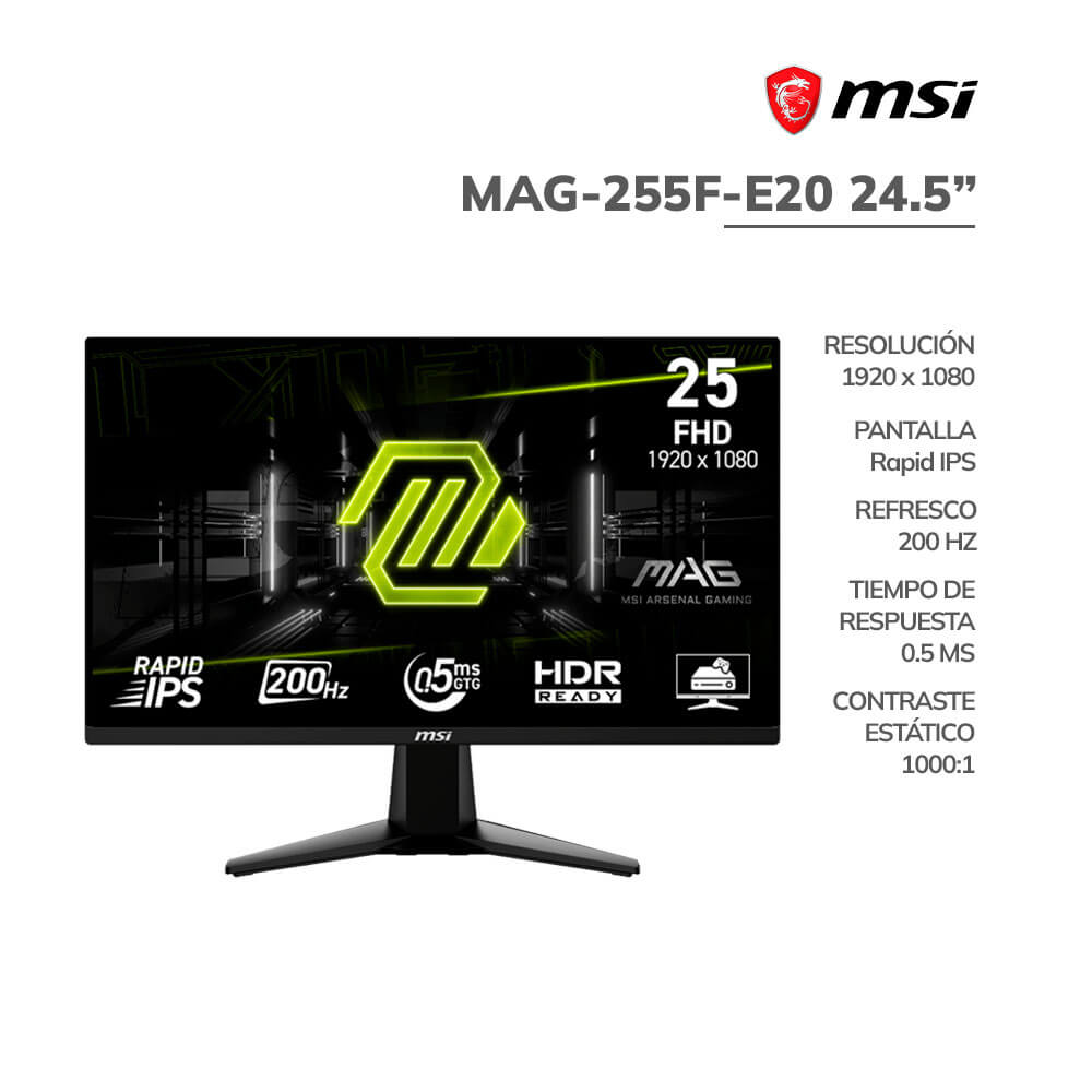 monitor-gamer-msi-24.5-mag-255f-e20-rapid-ips-200hz-0.5ms-2-hdmi-1-dp-pc-speed MONITOR GAMER MSI 24.5" ( MAG-255F-E20 ) RAPID IPS | 200HZ - 0.5MS | 2 HDMI - 1 DP