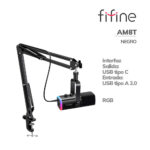 MICROFONO FIFINE AM8T CON BRAZO ( AM8T-B ) BLACK | XLR DINAMICO | LED-RGB