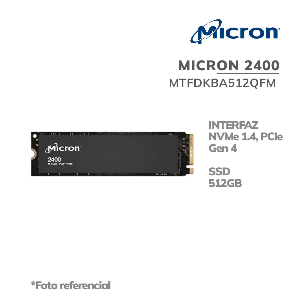 MTFDKBA512QFM Disco Solido SSD Micron 512GB 2400 ( MTFDKBA512QFM ) PCIe | NVME | Gen4 OEM - Imagen 1