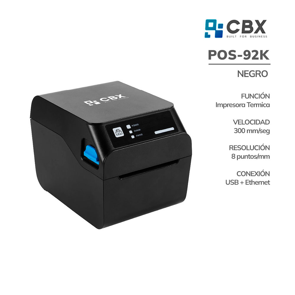 POS-92K Impresora Ticketera Térmica CBX (POS-92K) USB - Ethernet - 300Mm/Seg - Cortador Automático - Imagen 1