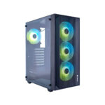Case Gamer Halion Tornado-04 Black ( TORNADO 04 BK ) 600W | Vidrio Templado | 4 LED-ARGB - Imagen 2