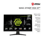 MONITOR GAMER MSI 27" ( MAG-274QF-X24 ) PANEP RAPID IPS | WQHD 2560X1440 | 240HZ - 0.5MS | HDMI - DP