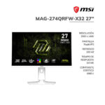 MONITOR GAMER MSI 27" WHITE ( MAG-274QRFW-X32 ) PANEL RAPID IPS | WQHD 2560X1440 | 320HZ - 0.5MS | HDMI - DP