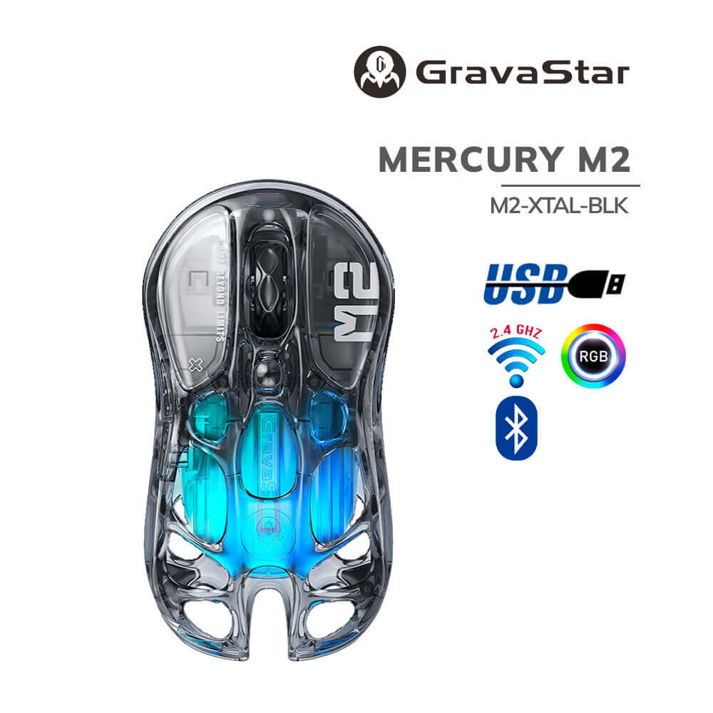 mouse-gamer-gravastar-mercury-m2-m2--xtal-blk-wireless-sensor-paw3395-26k-dpi-transparent-black-led-rgb-pc-speed MOUSE GAMER GRAVASTAR MERCURY M2 ( M2-XTAL-BLK ) WIRELESS | SENSOR PAW3395 - 26K DPI | TRANSPARENT BLACK | LED-RGB