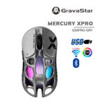 MOUSE GAMER GRAVASTAR MERCURY XPRO (GSXPRO-GRY) WIRELESS - BT - WIRED | PAW3950 - 32K DPI | INTERSTELLAR SILVER | LED-RGB
