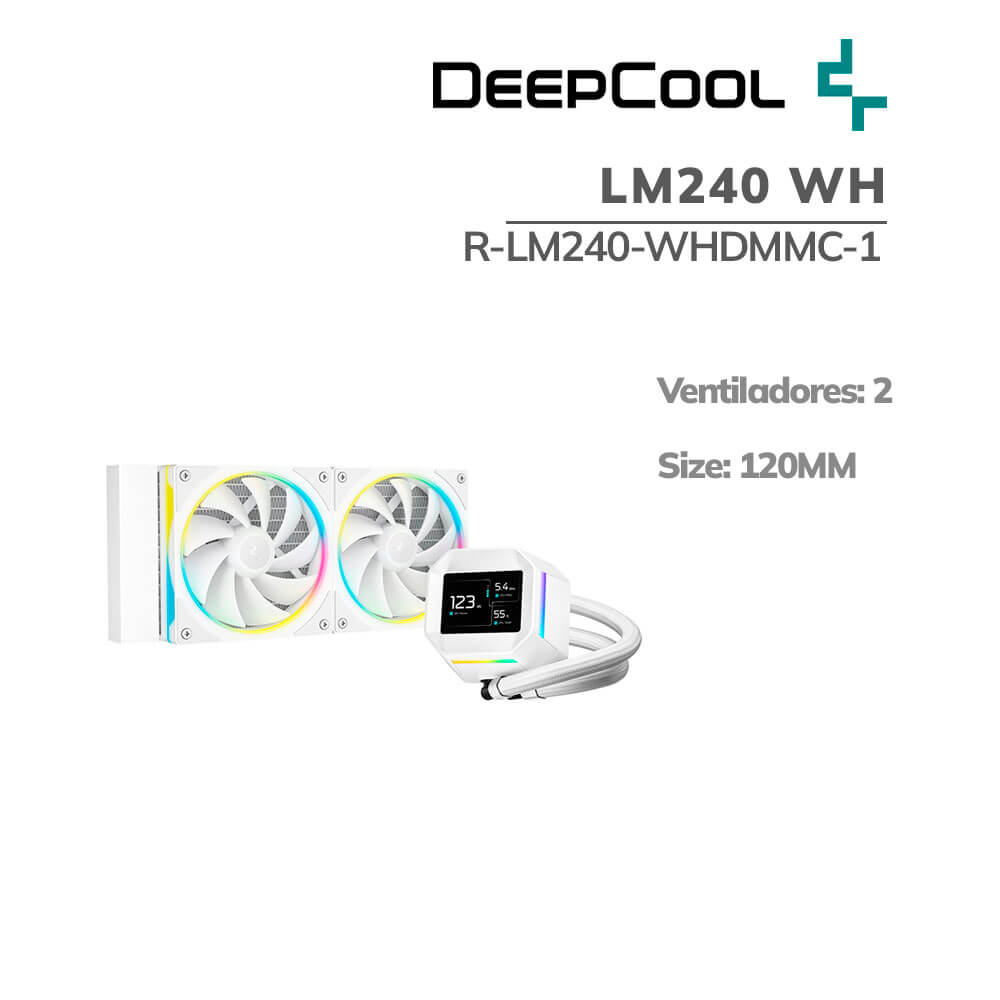 sistema-liquido-deepcool-lm240-wh-r-lm240-whdmmc-1-pantalla-2.4-ips-led-argb-pc-speed SISTEMA LIQUIDO DEEPCOOL LM240 WH ( R-LM240-WHDMMC-1 ) PANTALLA 2.4" IPS | LED-ARGB