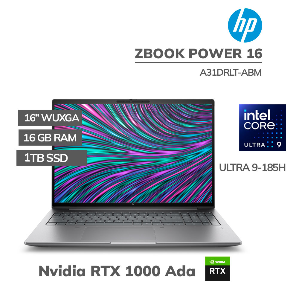 A31DRLT-ABM LAPTOP HP ZBOOK POWER 16 CORE ULTRA 9-185H 16GB 1TB SSD RTX 1000 ADA 6GB 16" WUXGA WINDOWS 11 PRO (A31DRLT-ABM) - Imagen 1