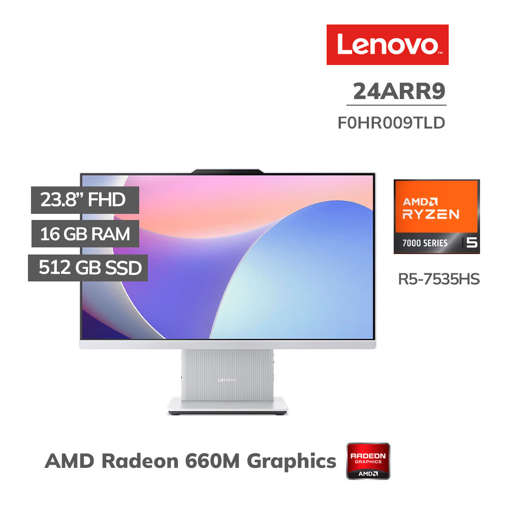 F0HR009TLD ALL IN ONE LENOVO IDEACENTRE 24ARR9 RYZEN 5-7535HS 16GB 512GB SSD 23.8" FHD IPS FREEDOS (F0HR009TLD) - Imagen 1