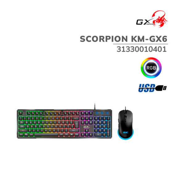 KIT GAMER GENIUS GX SCORPION KM-GX6 AI COPILOT (31330010401) TECLADO + MOUSE | LED-RGB