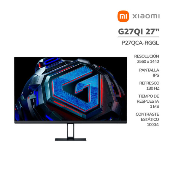 MONITOR GAMER XIAOMI 27" ( G27QI ) PANEL IPS | QHD 2560X1440 | 180HZ - 1MS | 2 HDMI - 2 DP ( P27QCA-RGGL )