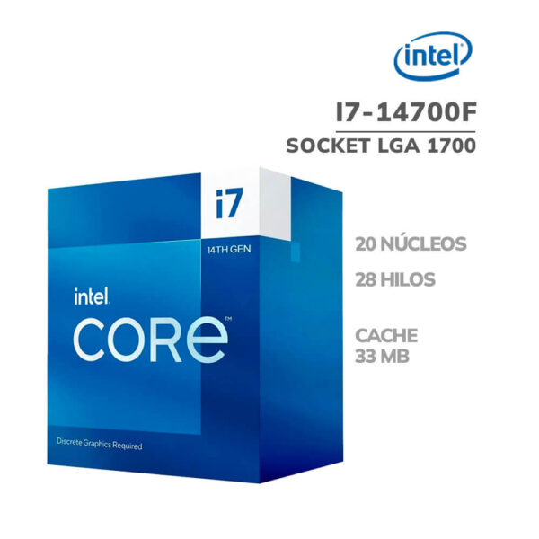 PROCESADOR INTEL CORE I7-14700F 2.10 GHZ - 33MB ( BX8071514700F ) LGA 1700