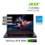 LAPTOP GAMER ACER V 15 NITRO ANV15-52-57BB I5-13420H 16GB 512GB SSD GEFORCE RTX 5050 8GB 15.6 FHD 165HZ WINDOWS 11 (NH.U1PAA.004)
